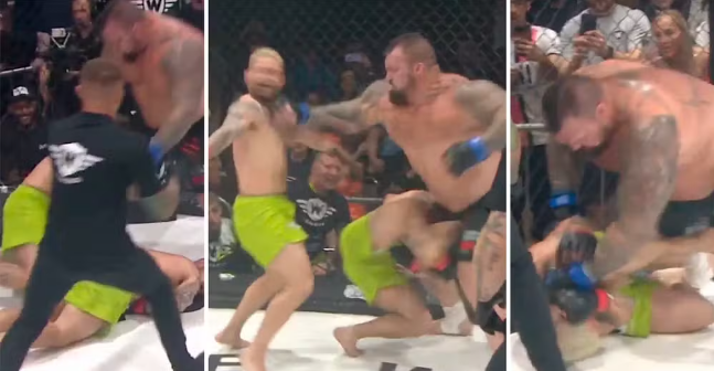  Ex-Homem Mais Forte do Mundo nocauteia dupla de irmãos em estreia no MMA e viraliza nas redes: ‘Melhor vídeo de todos os tempos’